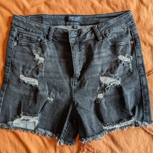Judy Blue distressed black jean denim shorts size XL